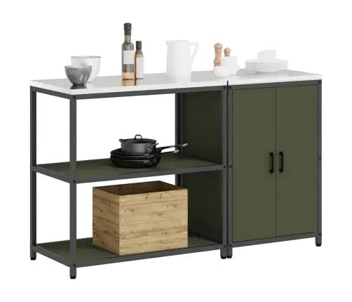 Virtuves Glabāšanas Komplekts 2 Pcs Olīvu Zaļš 150 X 50 X 92 Cm Vidaxl