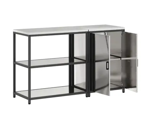 Virtuves Glabāšanas Komplekts 2 Pcs Sudrabs 150 X 50 X 92 Cm Vidaxl