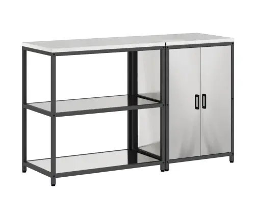 Virtuves Glabāšanas Komplekts 2 Pcs Sudrabs 150 X 50 X 92 Cm Vidaxl