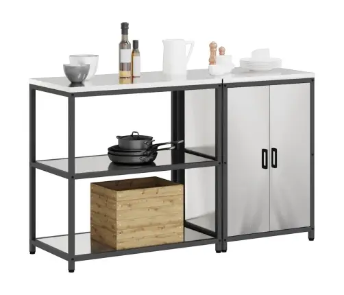 Virtuves Glabāšanas Komplekts 2 Pcs Sudrabs 150 X 50 X 92 Cm Vidaxl