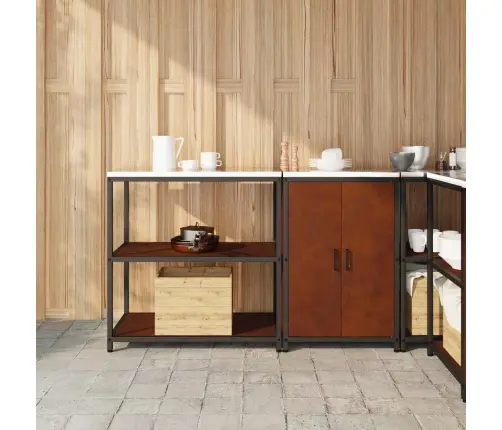 Virtuvės Saugojimo Rinkinys Su Lentyna 2 Pcs Rūdijanti