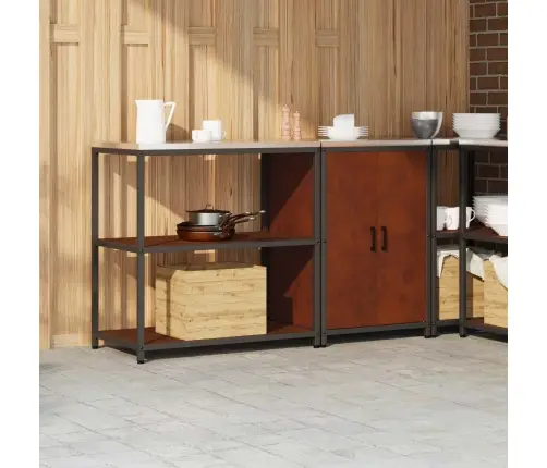 Virtuvės Saugojimo Rinkinys Su Lentyna 2 Pcs Rūdijanti