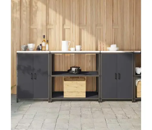 Virtuvės Saugojimo Rinkinys Su Lentyna 3 Pcs Antracitas