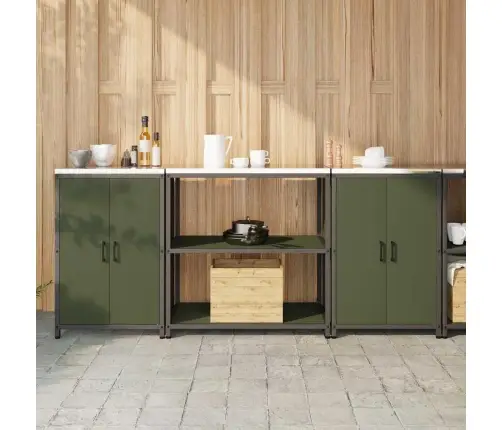 Virtuves Glabāšanas Komplekts 3 Pcs Olīvu Zaļš 210 X 50 X 92 Cm Vidaxl