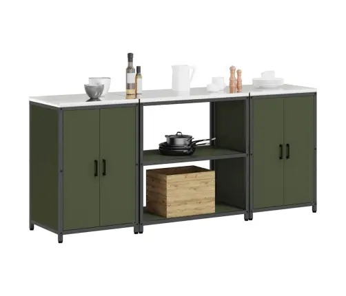 Virtuves Glabāšanas Komplekts 3 Pcs Olīvu Zaļš 210 X 50 X 92 Cm Vidaxl