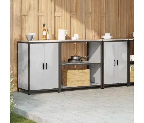 Virtuves Glabāšanas Komplekts 3 Pcs Sudrabs 210 X 50 X 92 Cm Vidaxl