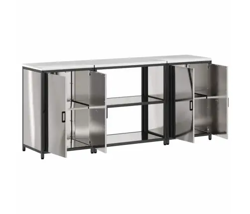 Virtuves Glabāšanas Komplekts 3 Pcs Sudrabs 210 X 50 X 92 Cm Vidaxl