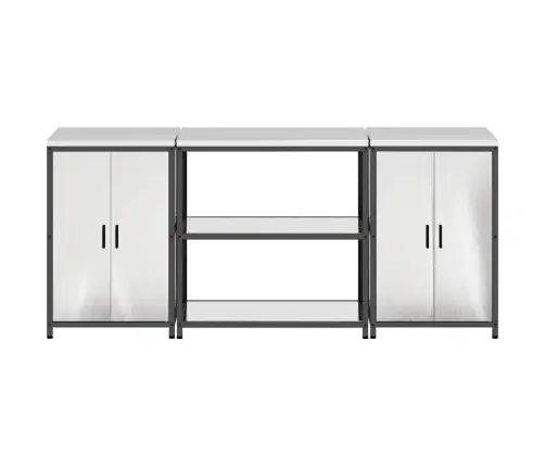 Virtuves Glabāšanas Komplekts 3 Pcs Sudrabs 210 X 50 X 92 Cm Vidaxl