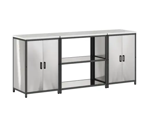 Virtuves Glabāšanas Komplekts 3 Pcs Sudrabs 210 X 50 X 92 Cm Vidaxl