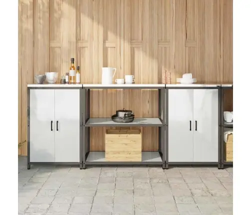 Virtuves Glabāšanas Komplekts 3 Pcs Sudrabs 210 X 50 X 92 Cm Vidaxl