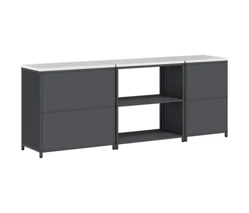 Virtuvės Saugojimo Rinkinys Su Lentyna 3 Pcs Antracitas Plienas