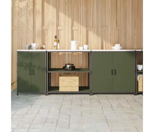 Virtuves Glabāšanas Komplekts 3 Pcs Olīvu Zaļš 240 X 50 X 92 Cm Vidaxl