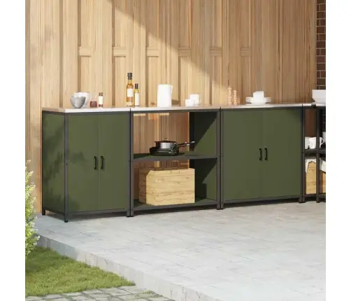 Virtuves Glabāšanas Komplekts 3 Pcs Olīvu Zaļš 240 X 50 X 92 Cm Vidaxl