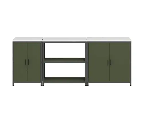 Virtuves Glabāšanas Komplekts 3 Pcs Olīvu Zaļš 240 X 50 X 92 Cm Vidaxl