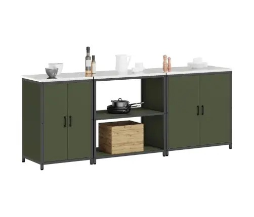 Virtuves Glabāšanas Komplekts 3 Pcs Olīvu Zaļš 240 X 50 X 92 Cm Vidaxl