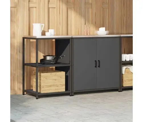 Virtuvės Saugojimo Rinkinys Su Lentyna 2 Pcs Antracitas