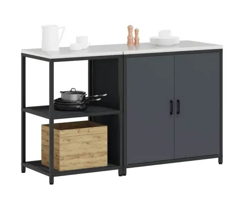 Virtuvės Saugojimo Rinkinys Su Lentyna 2 Pcs Antracitas