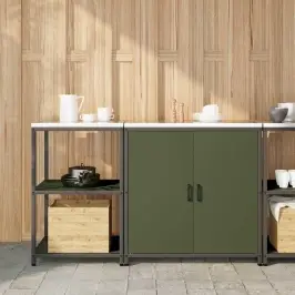 Virtuves Glabāšanas Komplekts Ar Plauktu 2 Pcs Olīvu Zaļš Vidaxl