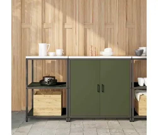 Virtuves Glabāšanas Komplekts 2 Pcs Olīvu Zaļš 150 X 50 X 92 Cm Vidaxl