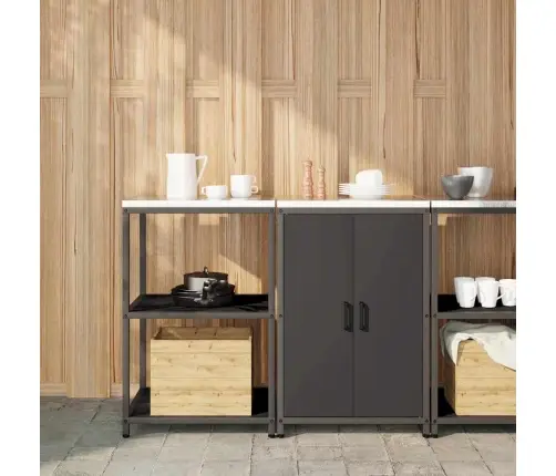 Virtuvės Saugojimo Rinkinys Su Lentyna Su Saugykla 2 Pcs Juoda
