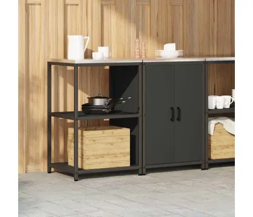 Virtuvės Saugojimo Rinkinys Su Lentyna Su Saugykla 2 Pcs Juoda