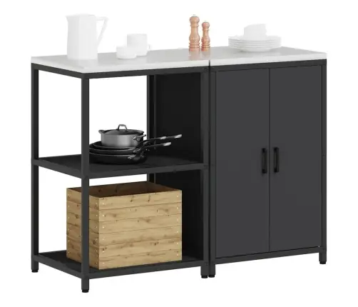 Virtuvės Saugojimo Rinkinys Su Lentyna Su Saugykla 2 Pcs Juoda