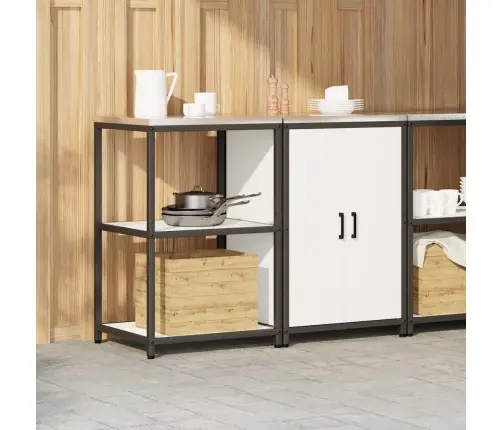 Virtuvės Saugojimo Rinkinys Su Lentyna Su Saugykla 2 Pcs Balta