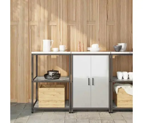 Köögivarustus Riiuliga Ladustamisega 2 Pcs Hõbedane Tsinkteras