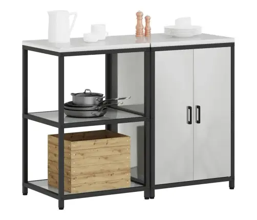 Köögivarustus Riiuliga Ladustamisega 2 Pcs Hõbedane Tsinkteras