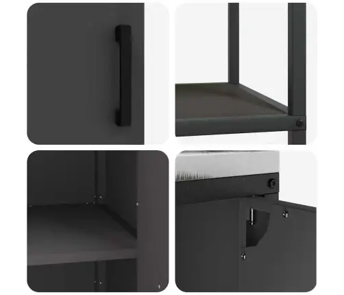 Virtuves Glabāšanas Komplekts 3 Pcs Melna 180 X 50 X 92 Cm Vidaxl