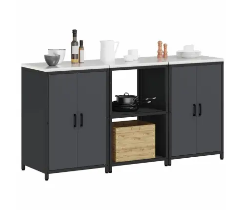 Virtuves Glabāšanas Komplekts 3 Pcs Antracīta 180 X 50 X 92 Cm Vidaxl