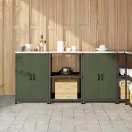 Virtuves Glabāšanas Komplekts Ar Plauktu 3 Pcs Olīvu Zaļš Vidaxl