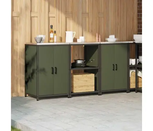 Virtuvės Saugojimo Rinkinys Su Lentyna 3 Pcs Alyvuogių Žalia