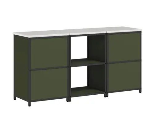 Virtuvės Saugojimo Rinkinys Su Lentyna 3 Pcs Alyvuogių Žalia