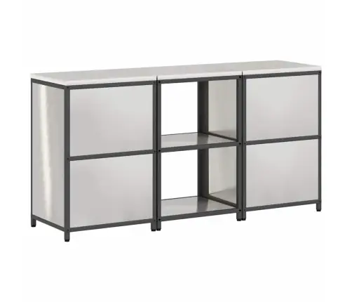 Virtuves Glabāšanas Komplekts 3 Pcs Sudrabs 180 X 50 X 92 Cm Vidaxl