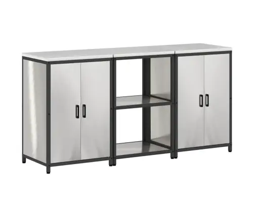 Virtuves Glabāšanas Komplekts 3 Pcs Sudrabs 180 X 50 X 92 Cm Vidaxl