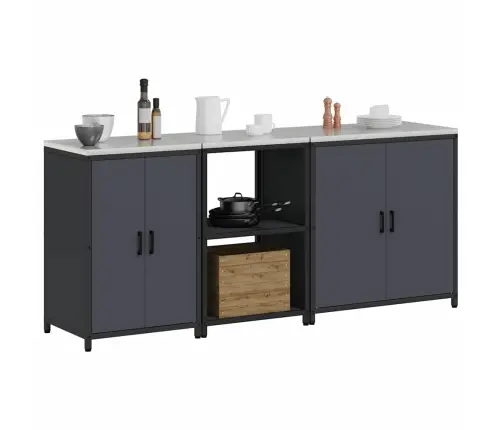 Virtuves Glabāšanas Komplekts 3 Pcs Antracīts 210 X 50 X 92 Cm Vidaxl