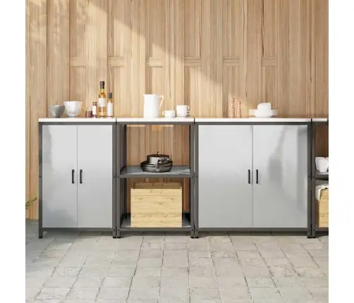 Virtuves Glabāšanas Komplekts 3 Pcs Sudrabs 210 X 50 X 92 Cm Vidaxl