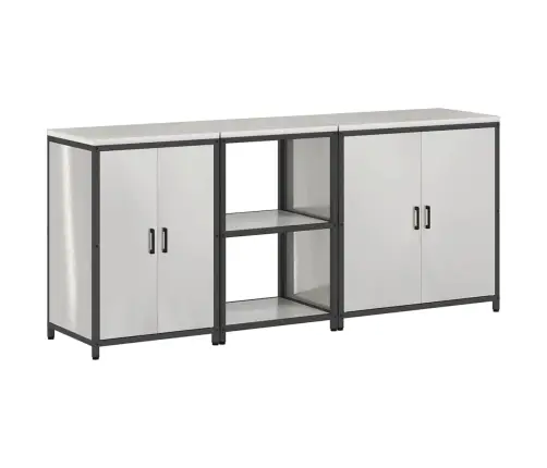 Virtuves Glabāšanas Komplekts 3 Pcs Sudrabs 210 X 50 X 92 Cm Vidaxl