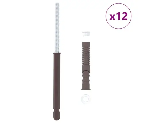 Peldējošo Plauktu Kronšteini 12 Pcs Brūna Ø10 X 170 Mm Tērauds Vidaxl