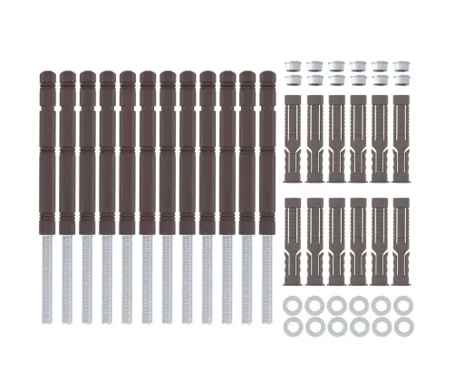 Peldējošo Plauktu Kronšteini 12 Pcs Brūna Ø14 X 210 Mm Tērauds Vidaxl