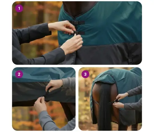 Zirgu Sega Tumši Zaļa Un Melna 105 Cm Poliesters Vidaxl