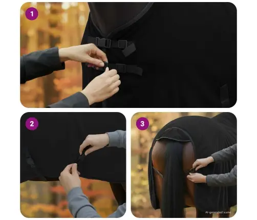 Zirgu Sega Melna Poliesters Vidaxl