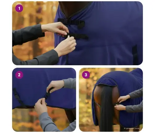 Zirgu Sega Tums Zils Poliesters Vidaxl