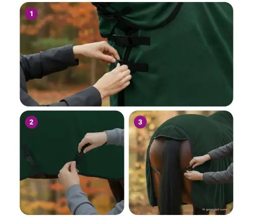 Hobuste Kätter Tume Roheline Polüester