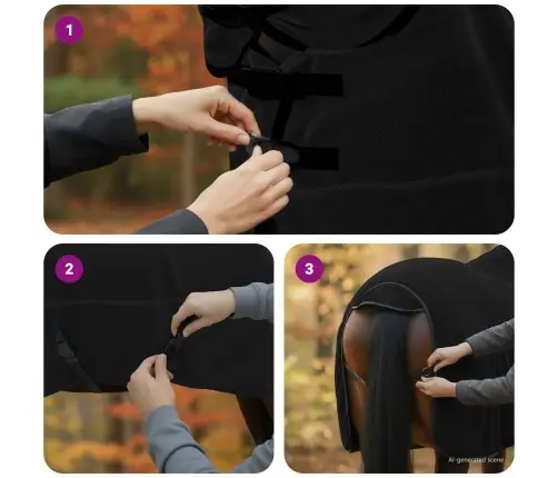 Zirgu Sega Melna Poliesters Vidaxl