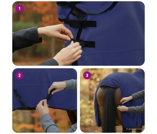 Zirgu Sega Tums Zils Poliesters Vidaxl