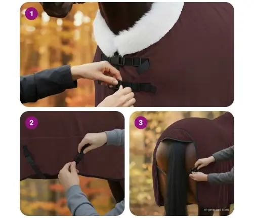 Zirgu Sega Pilnīgs Tumši Brūns 145 Cm Polāra Poliestera Vidaxl