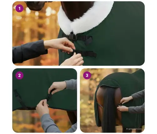 Zirgu Sega Pilnīgi Tumši Zaļa 115 Cm Polāra Poliestera Vidaxl