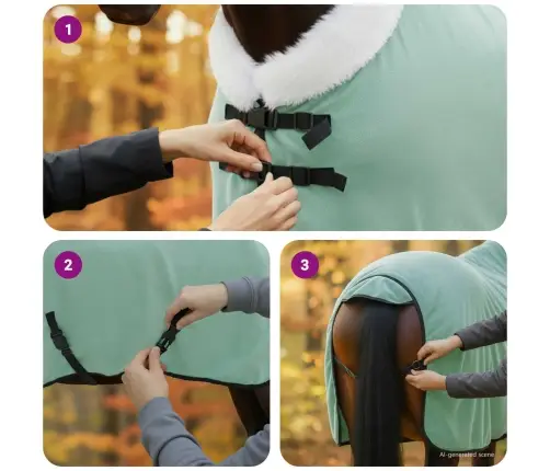 Zirgu Sega Pilnīgi Tumši Zaļa 115 Cm Polāra Poliestera Vidaxl